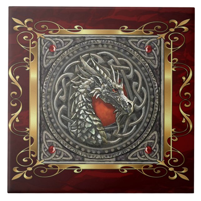 Ruby Red Medieval Witchcraft Ritual Alter Offline Kakelplatta (Framsidan)