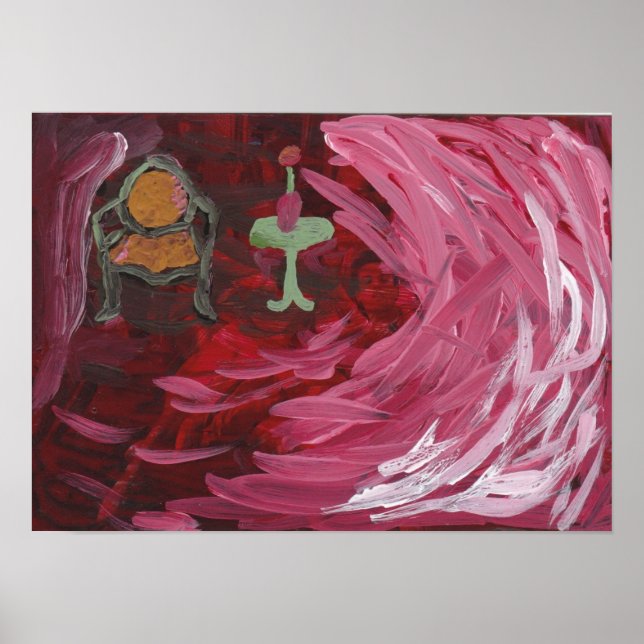 Ruby Red Mixed Media Painting Poster (Framsidan)