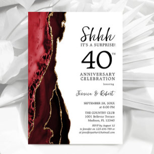 Ruby Red Överraskning 40-årsjubileum Inbjudningar