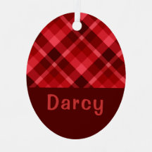 Ruby Red Play Monogram Oval Metall Ornament
