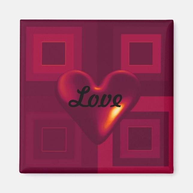 Ruby Red Puffy Heart Magnet (Framsidan)