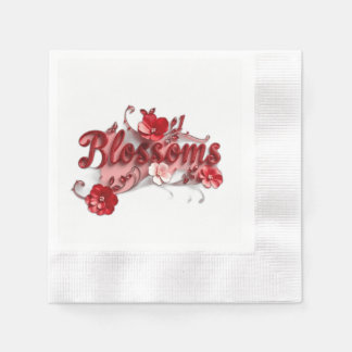 Ruby Red Script Blommor Pappersservett