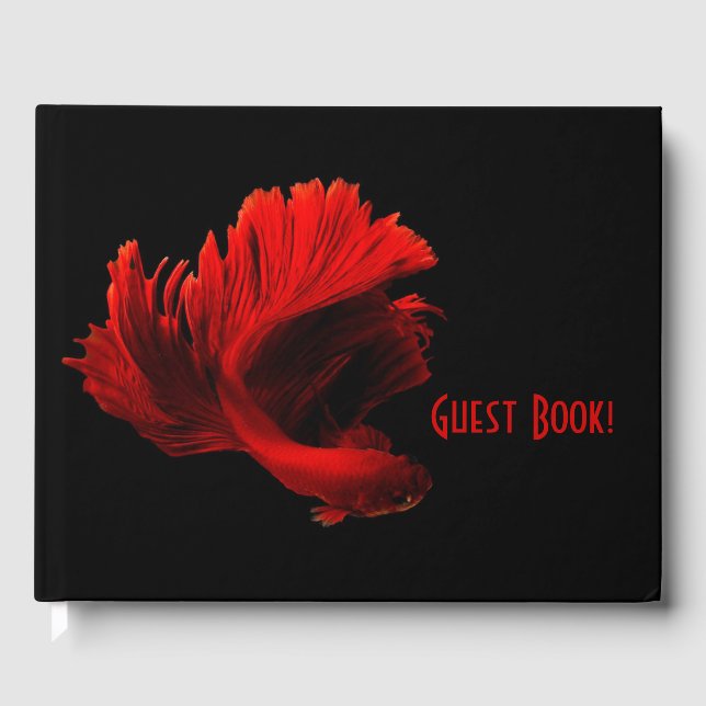 Ruby Red Siamese Fighting Fish Anpassningsbar Text Gästböcker (Framsida)