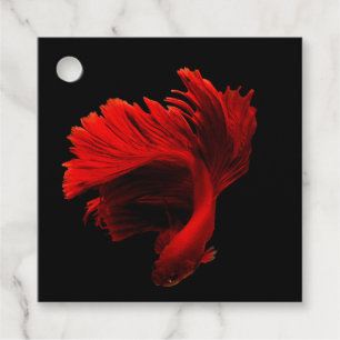 Ruby Red Siamese Fighting Fish Gåvor Etiketter