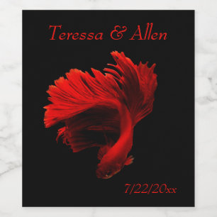 Ruby Red Siamese Fighting Fish Vinflaska Etikett