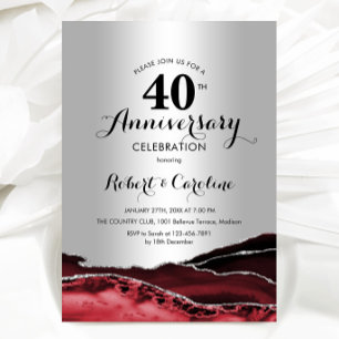 Ruby Red Silver 40-årsjubileum Inbjudningar