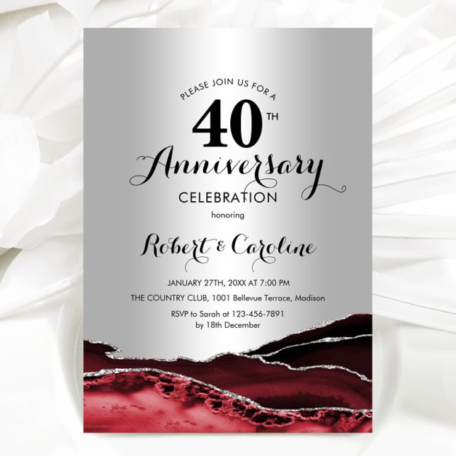 Ruby Red Silver 40-årsjubileum Inbjudningar (Skapare uppladdad)