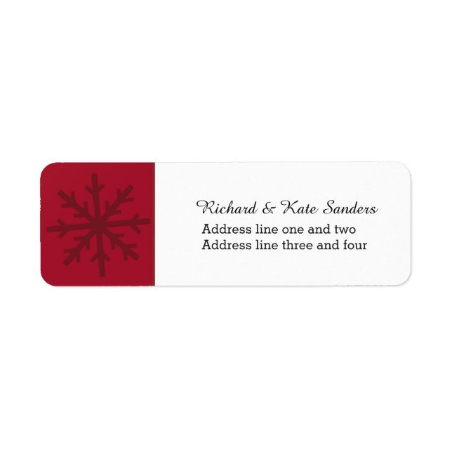 Ruby Red Snowflake Anpassningsbar Text Returadress Etikett (Framsidan)