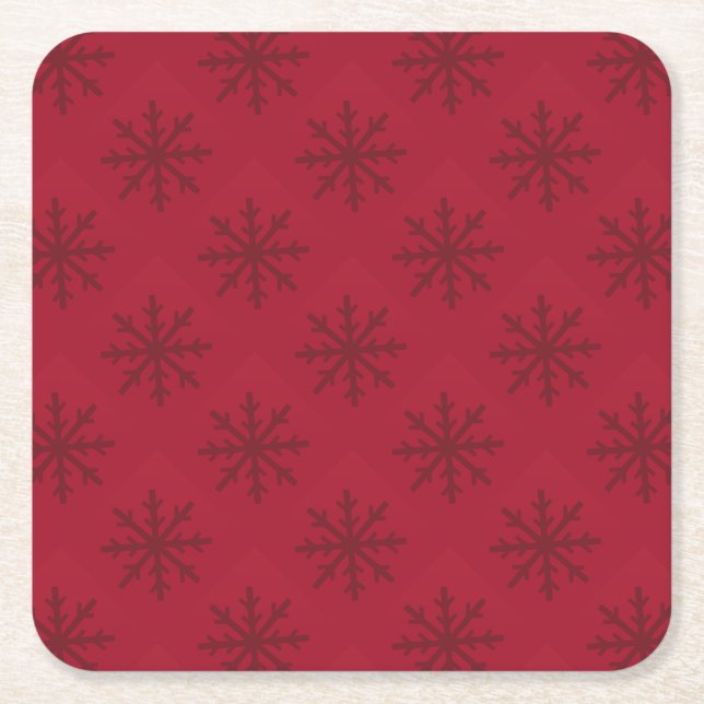 Ruby Red Snowflake Mönster Underlägg Papper Kvadrat (Framsidan)