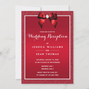 Ruby Red & Snyggt Gem Wedding Reception Inbjudningar