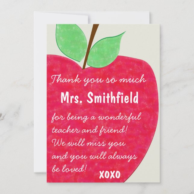 Ruby Red Teacher's Apple Pension Inbjudan (Framsida)