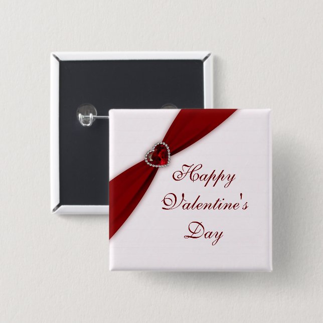 Ruby Red Valentine Day Button Knapp (Framsida & baksida)