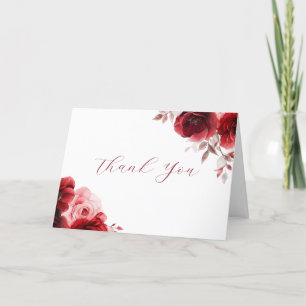 Ruby Red Vin Luxe Radiant Blommigt Bröllop Tack Kort