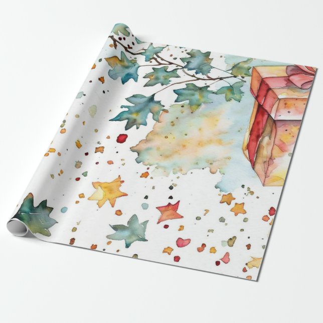 Ruby Red Winter Ornament Wrap Presentpapper (Utrullad)