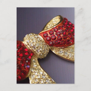 Ruby Rhinestone Bow-vykort Vykort