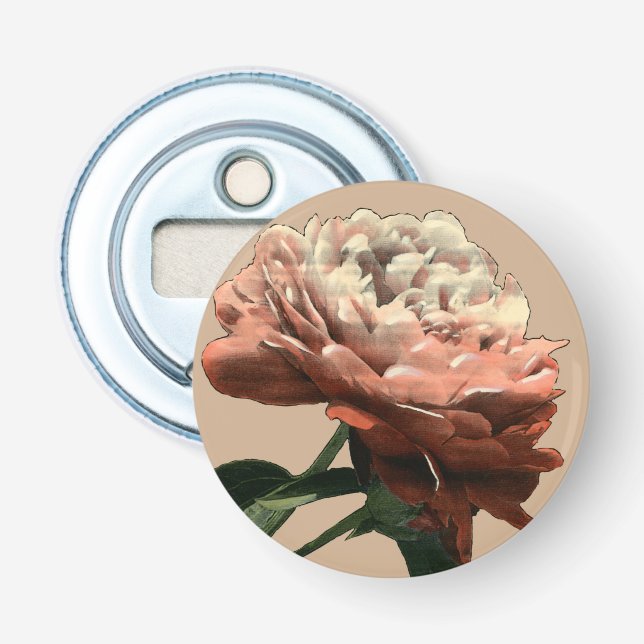 Ruby Röd ros med vita accenter Flasköppnare (Framsidan)