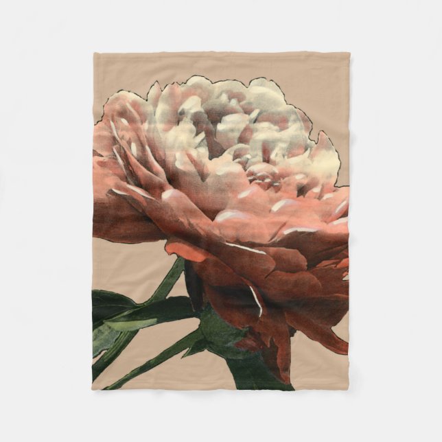 Ruby Röd ros med vita accenter Fleecefilt (Framsidan)