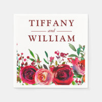 Ruby Röd ros Romantic Tillfällen Napkin