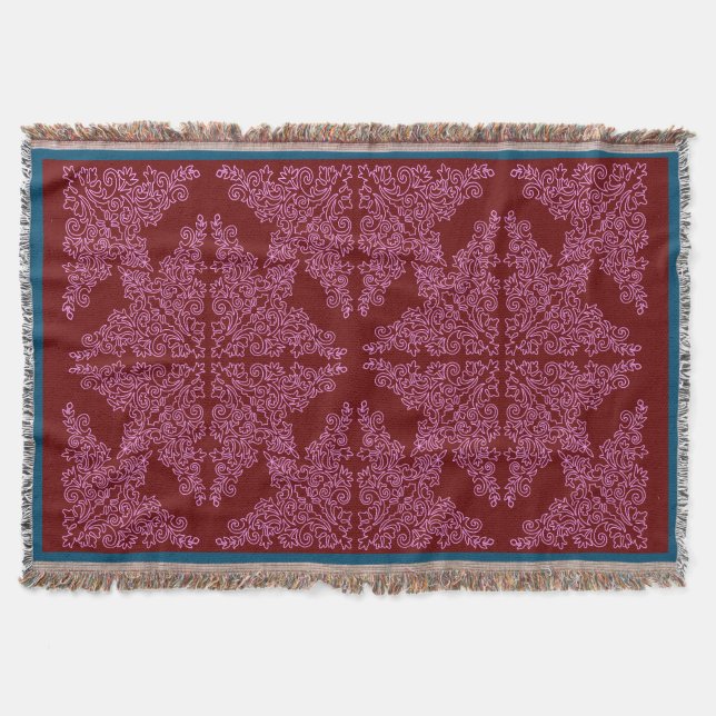 Ruby Rosa Blue Mönster Throw Blanket Blanket Filt (Framsidan)