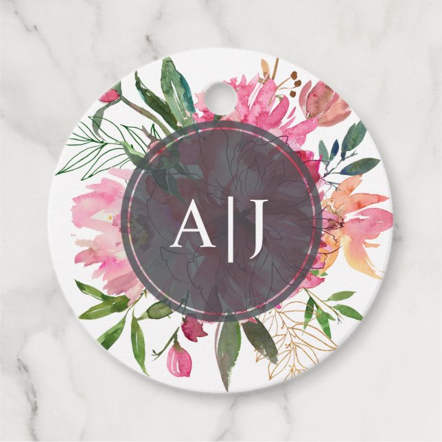 Ruby Rosa Peony Blommig Botanisk Bröllop Gåvor Etiketter (Framsida)