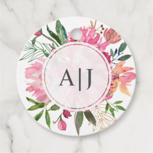 Ruby Rosa Peony Blommigt Botanical Bröllop Gåvor Etiketter