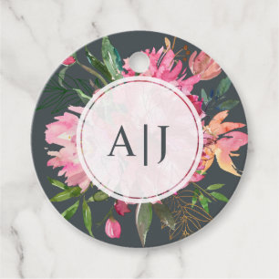 Ruby Rosa Peony Blommigt Botanical Bröllop Gåvor Etiketter