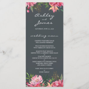 Ruby Rosa Peony Blommigt Bröllop Meny