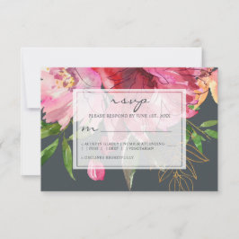 Ruby Rosa Peony Blommigt Bröllop OSA Kort