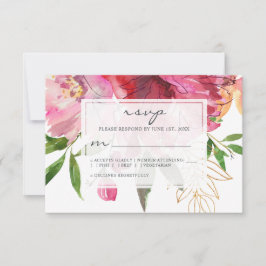 Ruby Rosa Peony Blommigt Bröllop OSA Kort