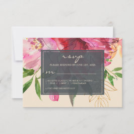 Ruby Rosa Peony Ivory Blommigt Bröllop OSA Kort