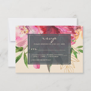 Ruby Rosa Peony Ivory Blommigt Bröllop OSA Kort