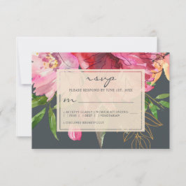 Ruby Rosa Peony Ivory Blommigt Bröllop OSA Kort