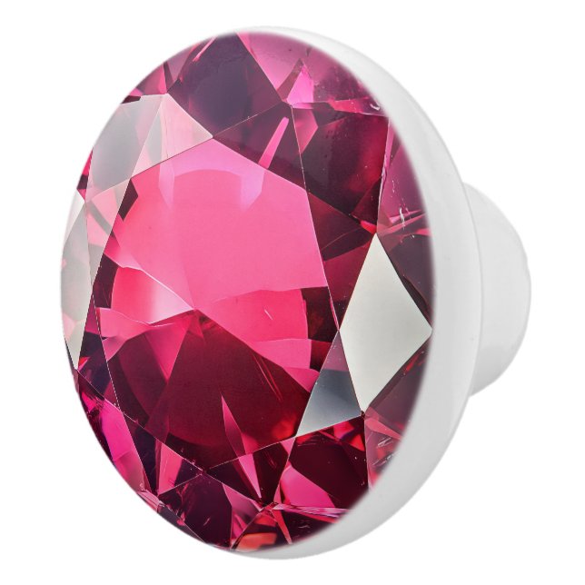 Ruby Rosa Red Gem Mönster Knopp (Höger)