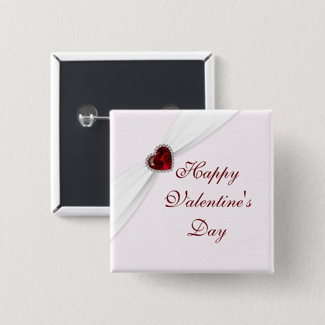 Ruby Rosa Valentine Day Button Knapp (Framsida & baksida)