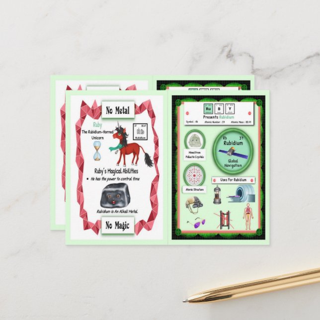 Ruby - Rubidium Horn Unicorn Game Card Vykort (Fram/Back In Situ)