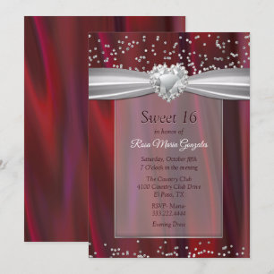Ruby Satin och Diamonds Sweet 16 Inbjudningar