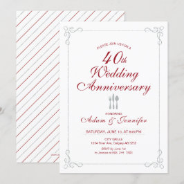 Ruby & Silver 40:e Bröllop-årsinbjudan Inbjudningar