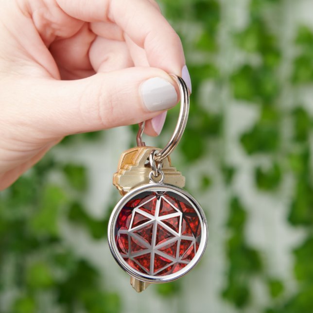 Ruby Sphere Keychain Rund Silverfärgad Nyckelring (Hand)