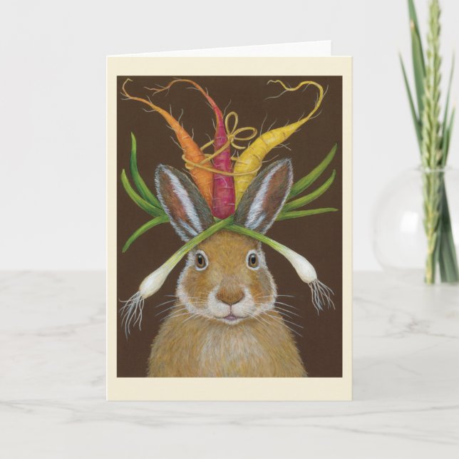 ruby the rabbit folded greeting card kort (Framsida)