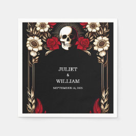 Ruby Thick Claret White Heart Red Black Bröllop Pappersservett