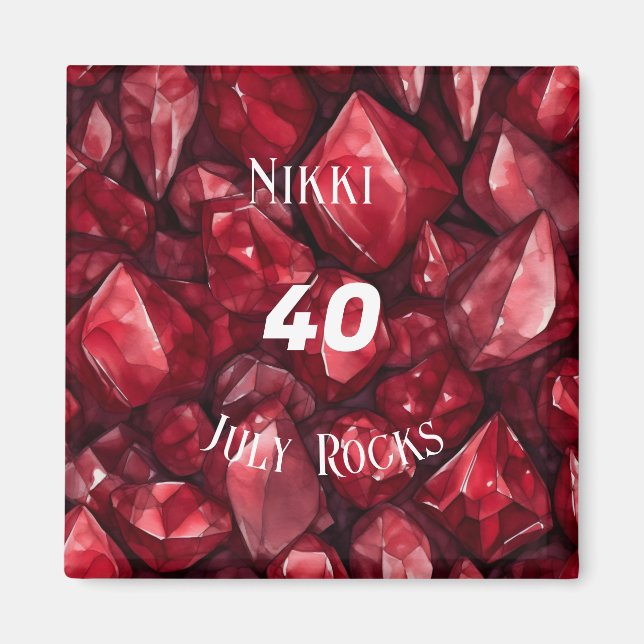 Ruby-Thned Juldagen-årsdag Anpassat namn Magnet (Framsidan)