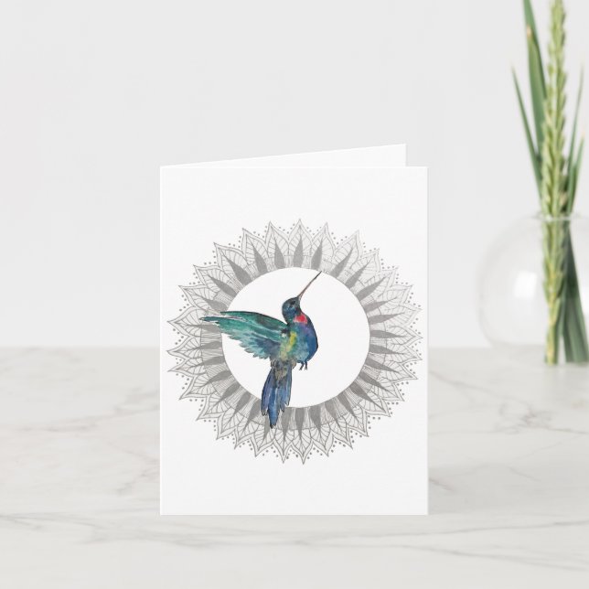 Ruby Throat Hummingbird Folat Note Card Kort (Framsida)