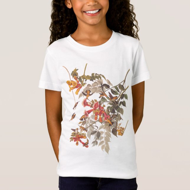 Ruby Throated Hummingbird Audubon Plate 47 T Shirt (Framsida)