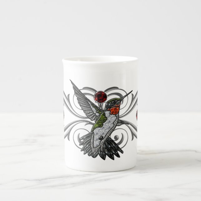 Ruby Throated Hummingbird Benporslin Mugg (Framsidan)