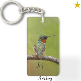 Ruby-Throated Hummingbird Bird Painting Initialer