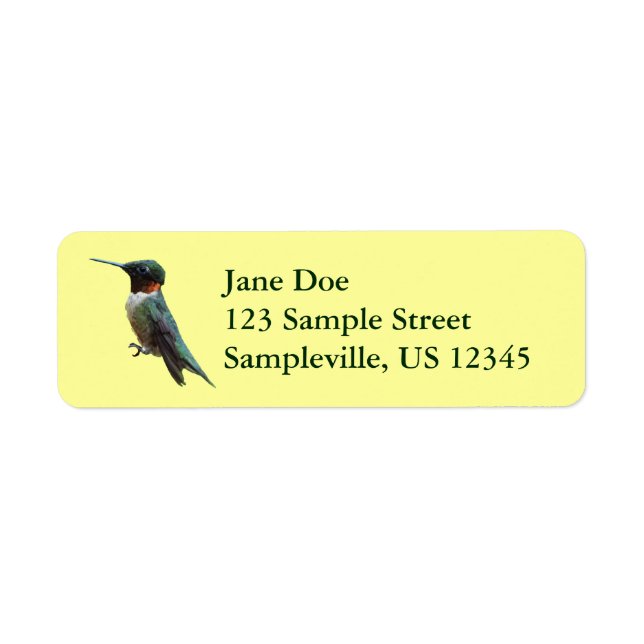 Ruby-Throated Hummingbird Bird Photography Returadress Etikett (Framsidan)
