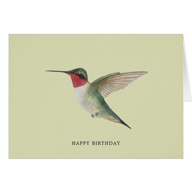 Ruby-throated Hummingbird Birthday Card Hälsningskort (Framsidan Horizontal)