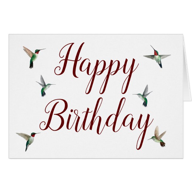Ruby-throated Hummingbird Birthday Card Hälsningskort (Framsidan Horizontal)
