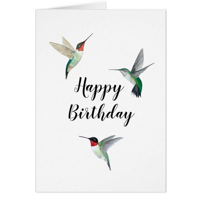 Ruby-throated Hummingbird Birthday Card Hälsningskort (Framsidan)