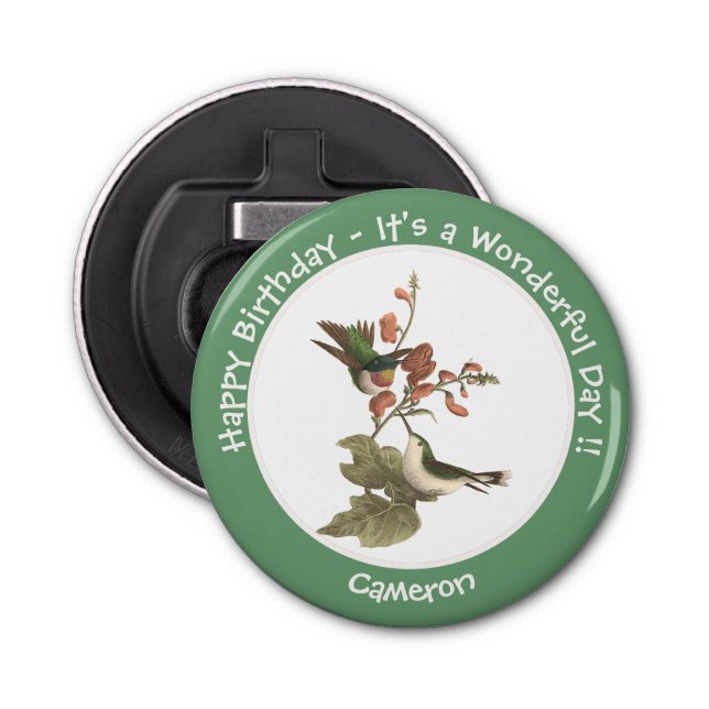 Ruby-throated Hummingbird, Birthday eller Annan Pa Flasköppnare (Framsidan)